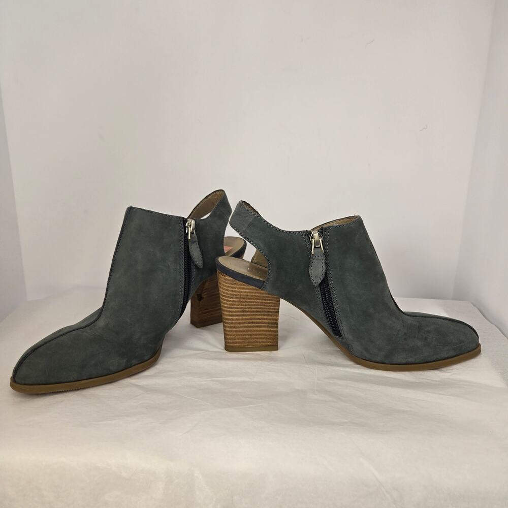 "Harley" Blue Suede Stacked Heel Slingback - Picture 4 of 13
